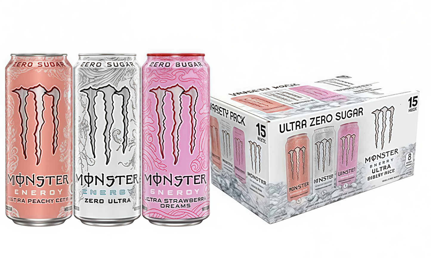 【1000+ Times Added to Cart】Monster Energy Drink by Coca-Cola, 330mL (15 Cans) | Sugar-Free, Energy & Vitamin Boost